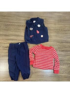 Carter's Baby Boy 3 Piece Game Day Long Sleeve Vest Set - 9M